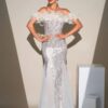 Off-Shoulder Mermaid Dress with Sequin Appliqué
