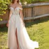 Lace A-Line Wedding Dress with Off-Shoulder Straps and Side Slit