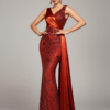 Satin Mermaid Evening Dress with V-Neck and Sequin Embellishment