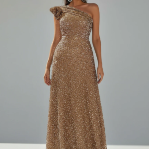 One-Shoulder Sequin Prom Dress with Mermaid Hem and Ruffle Detail