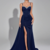 Sweetheart Neck Maxi Evening Dress with Corset and Side Slit
