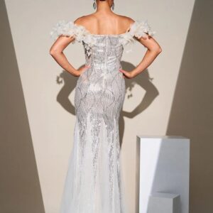 Off-Shoulder Mermaid Dress with Sequin Appliqué